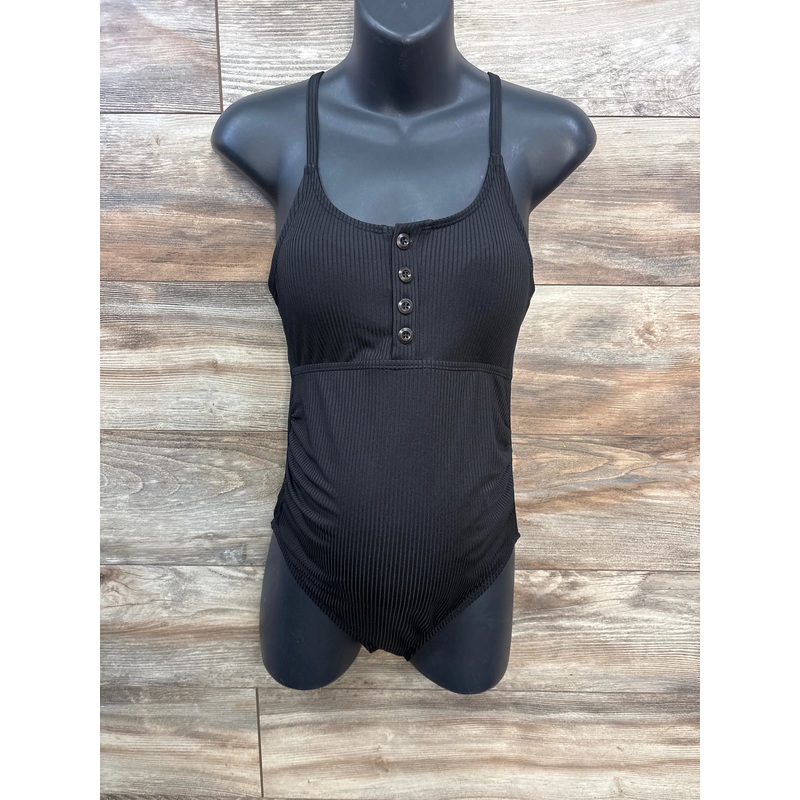 Summer Mae Henley Crossback Swimsuit Black sz Small Black Maternity Small