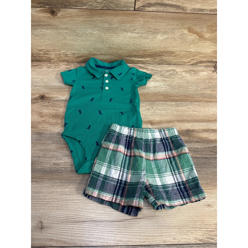 Carter’s 2pc Dino Polo Bodysuit & Shorts Green sz 6m Green 6m