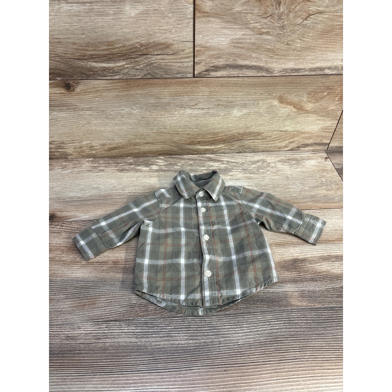 Carter’s Plaid Button-Up Shirt Green sz Newborn Green Newborn