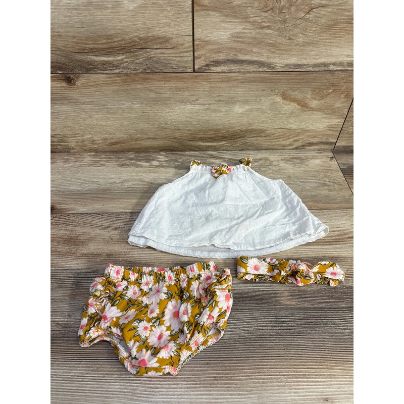 Daisy Fuentes 3pc Sleeveless Top & Bottoms White sz 6-9m White 6m