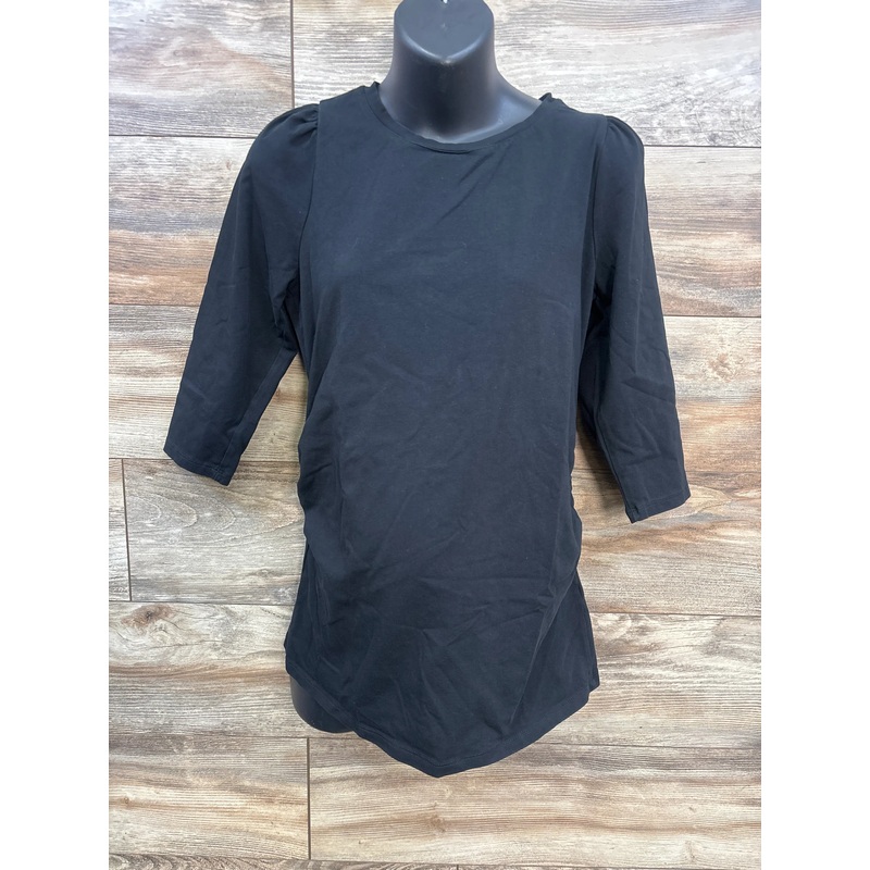Gap Maternity 3/4 Sleeve Ruched Shirt Black sz Medium Black Maternity Medium