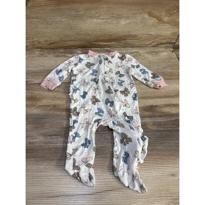 Milkberry Bow Print Ruffle Footie White sz 0-3m White Newborn