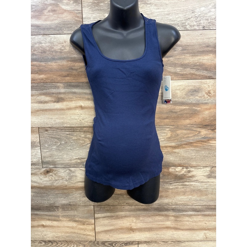 NEW Bun Maternity Ribbed Nursing Tank Top Blue sz Small Blue Maternity Small