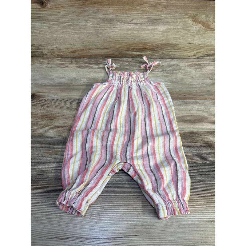 Old Navy Striped Linen Blend Romper Pink sz 0-3m Pink Newborn