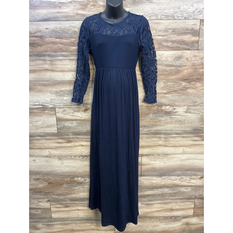 Pink Blush Maternity Lace Sleeve Maxi Dress Navy sz Medium Navy Maternity Medium
