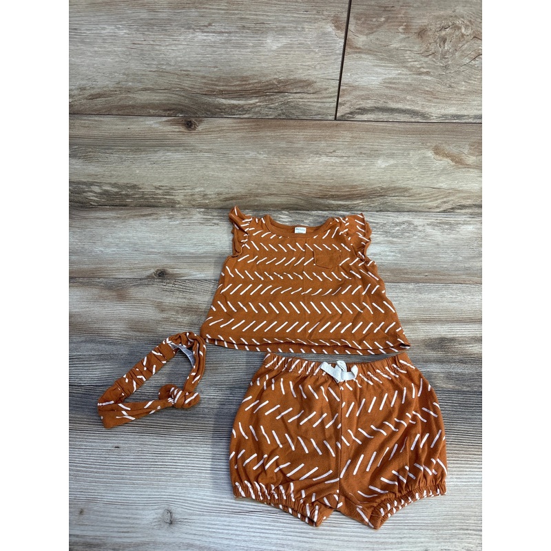 PL Baby 3pc Shirt + Shorts+ Headband Brown sz 12m Brown 12m