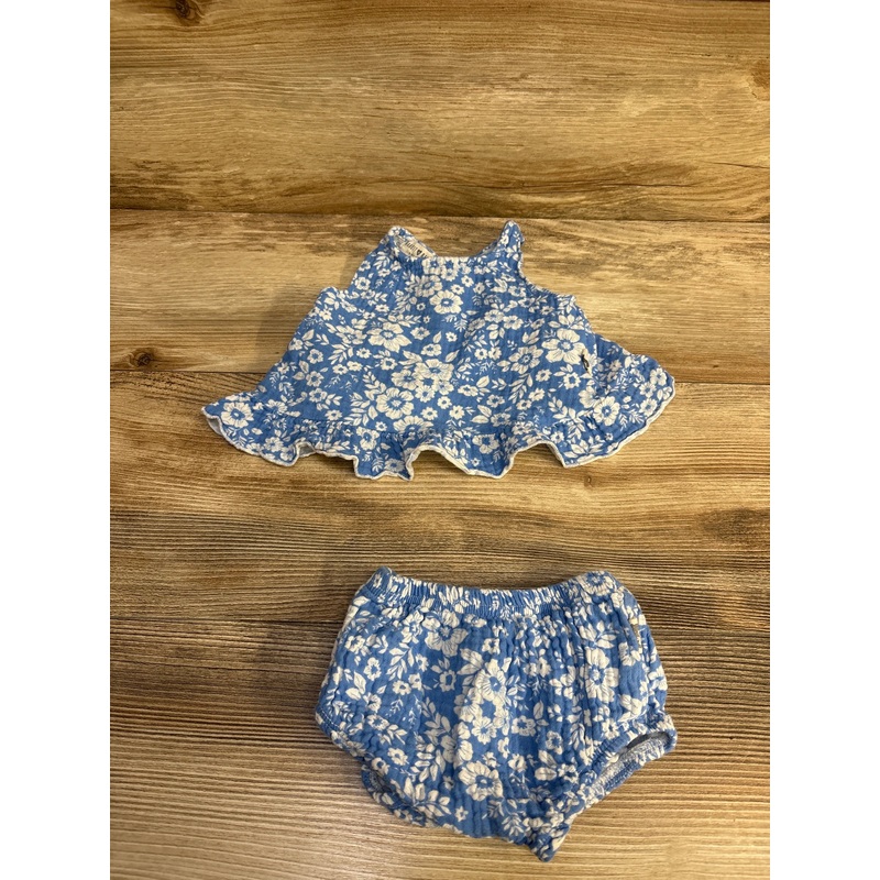 Rabbit + Bear 2pc Floral Top & Bottoms Blue sz 3-6m Blue 3m