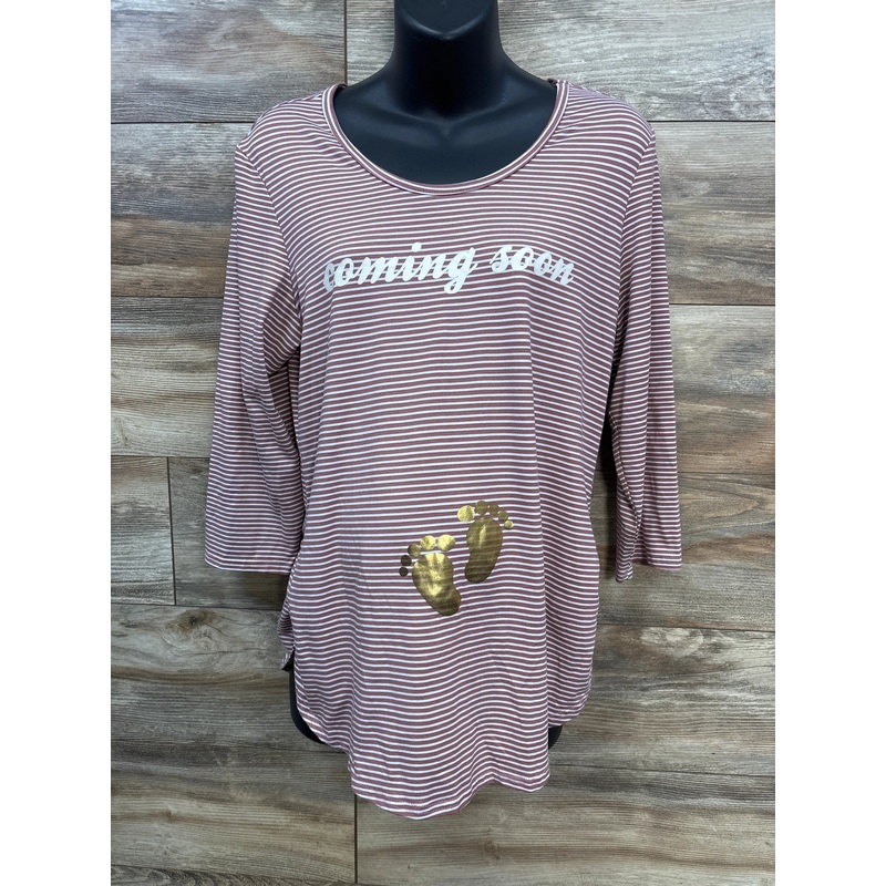 Violet & Ruby Striped Coming Soon Shirt Pink sz XL Pink Maternity XL