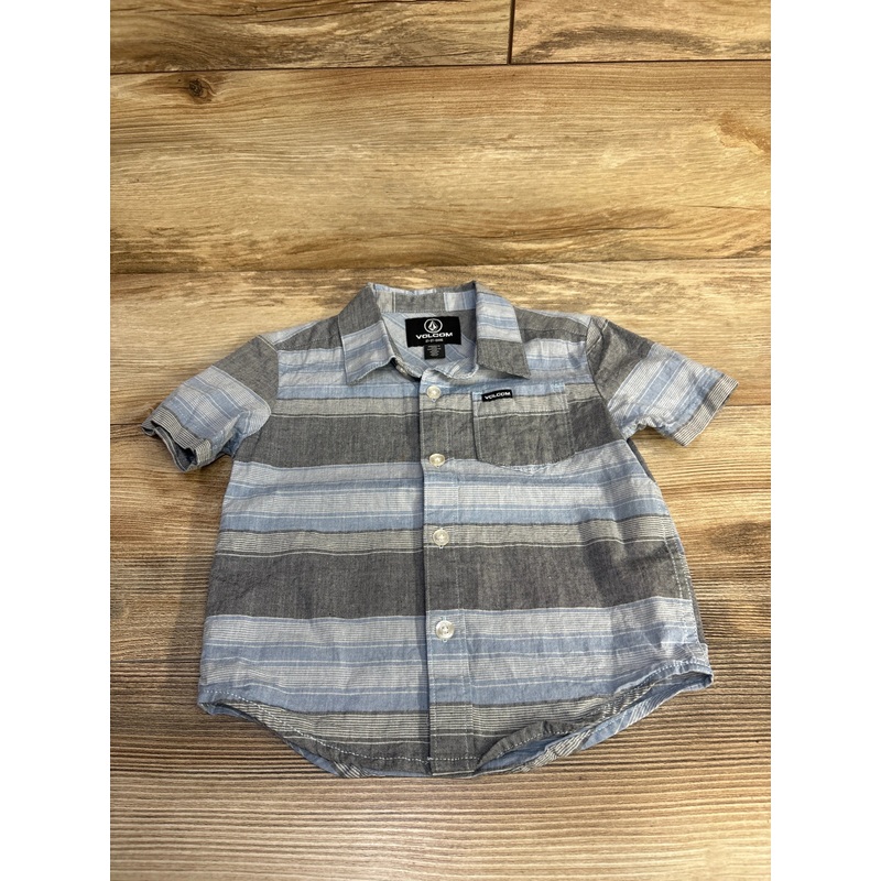 Volcom Striped Button Up Shirt Grey sz 2T Grey 2T