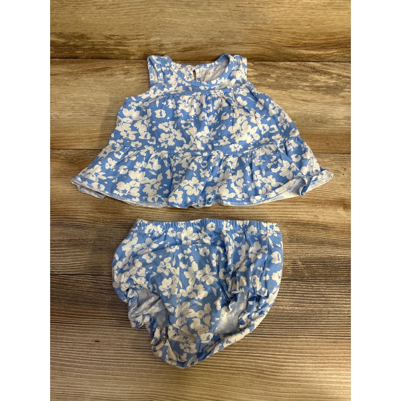 Baby Gap 2pc Floral Tiered Top & Bloomers Blue sz 12-18m Blue 12m
