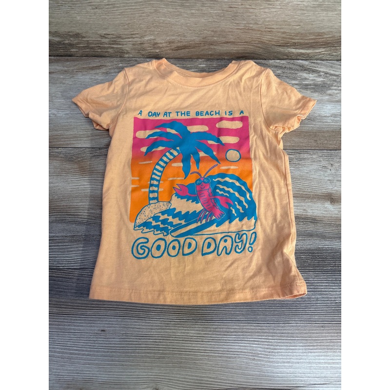 Cat & Jack A Day At The Beach Shirt Orange sz 3T Orange 3T