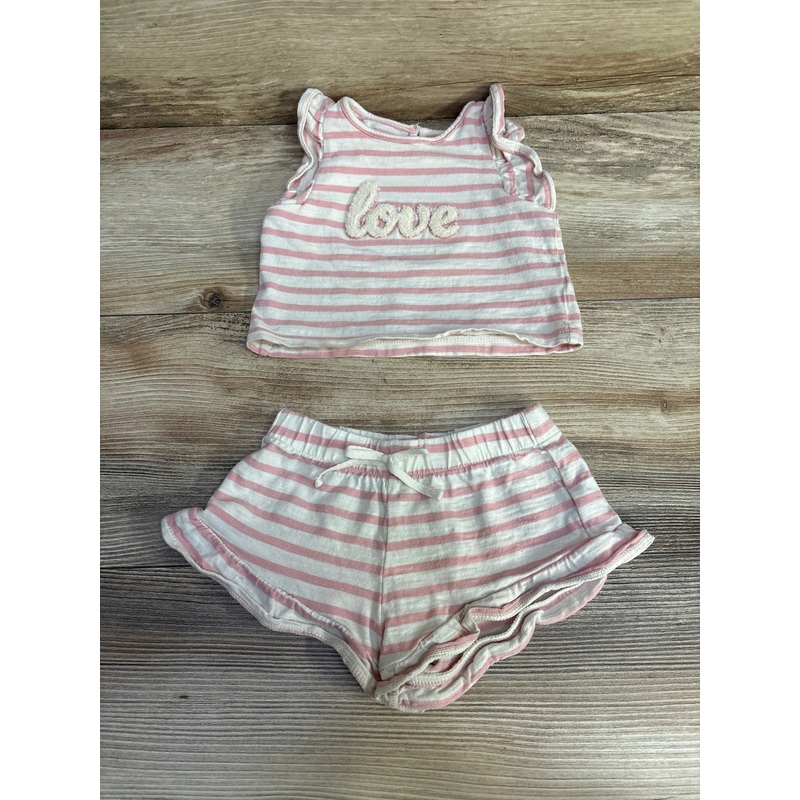 Cloud Island 2pc Striped Top & Bottoms Pink sz 0-3m Pink Newborn