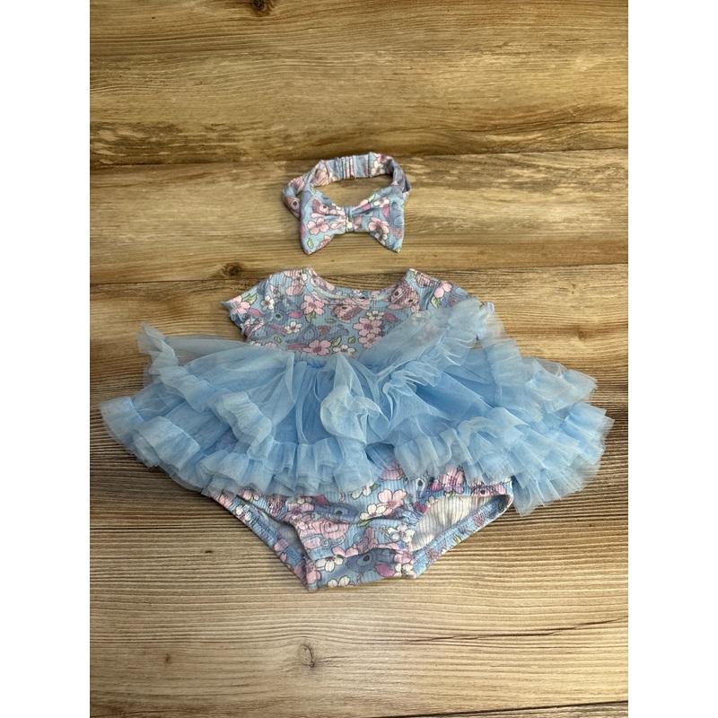 Disney Baby 2pc Stitch Tutu Bodysuit & Headband Blue sz 0-3m Blue Newborn