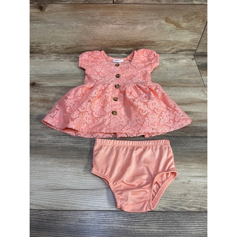 Little Lass Puff Sleeve Dress & Bloomers Pink sz 3-6m Pink 3m