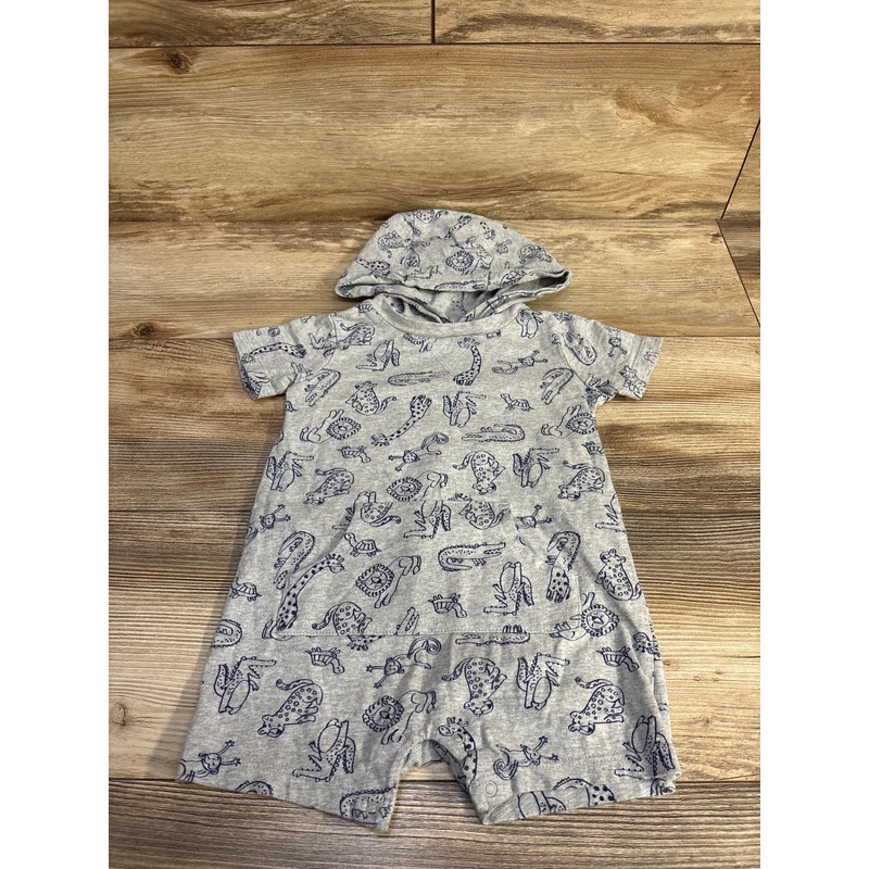Member’s Mark Animal Print Hooded Romper Grey sz 24m Grey 24m