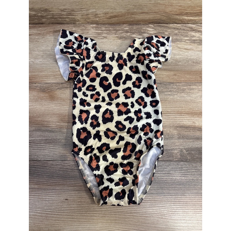Mila & Rose Flutter Sleeve Leopard Leotard sz 12-24m Ivory 12m