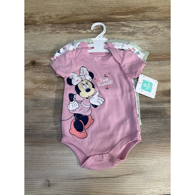 NEW Disney Baby 3pk Minnie Mouse Bodysuits Pink sz 6-9m Pink 6m