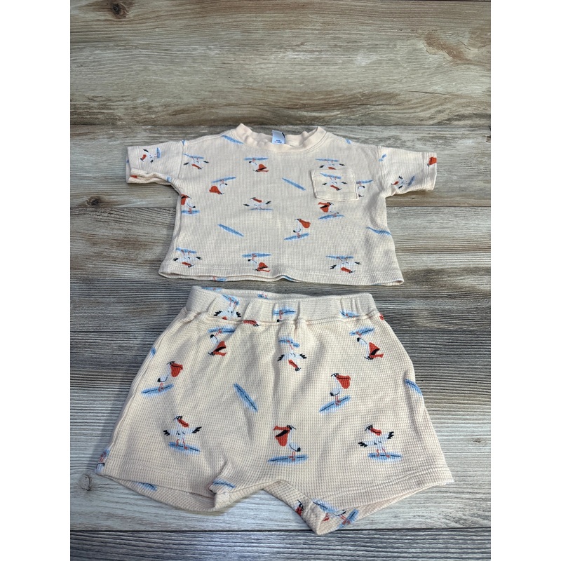 Old Navy 2pc Thermal-Knit Pocket Shirt & Shorts sz 12-18m 12m