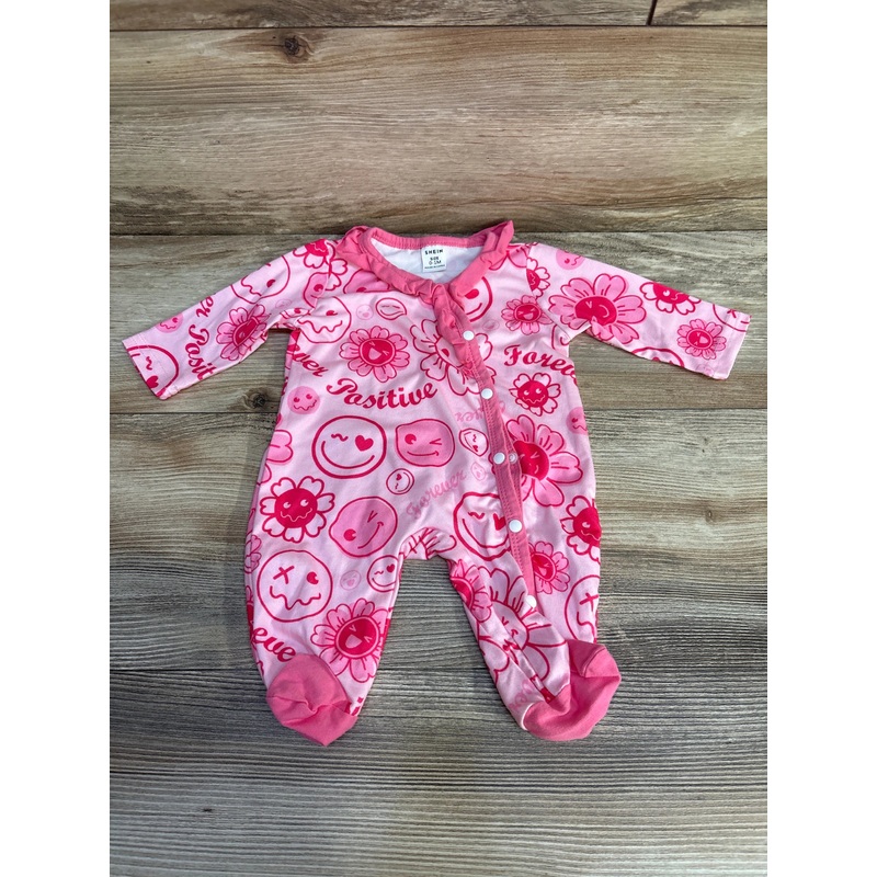 Shein Floral Ruffle Footie Pink sz 0-1m Pink Newborn