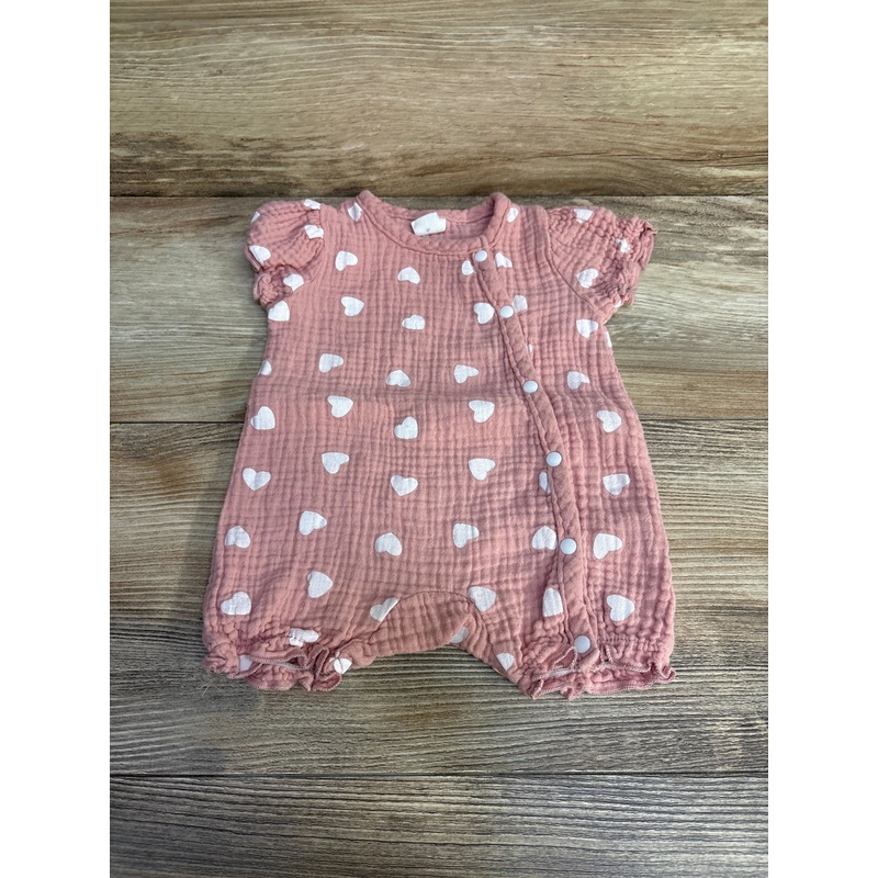 Shein Heart Print Shortie Romper Pink sz 0-1m Pink Newborn