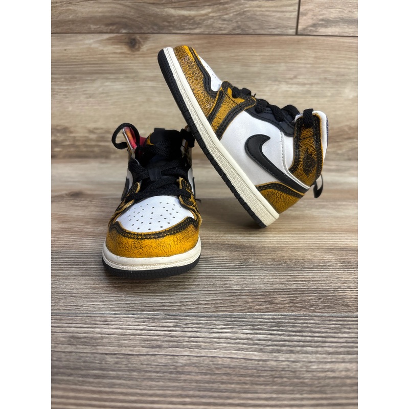 Air Jordan 1 Mid SE TD ‘Wear-Away – Taxi’ Sneakers sz 8c