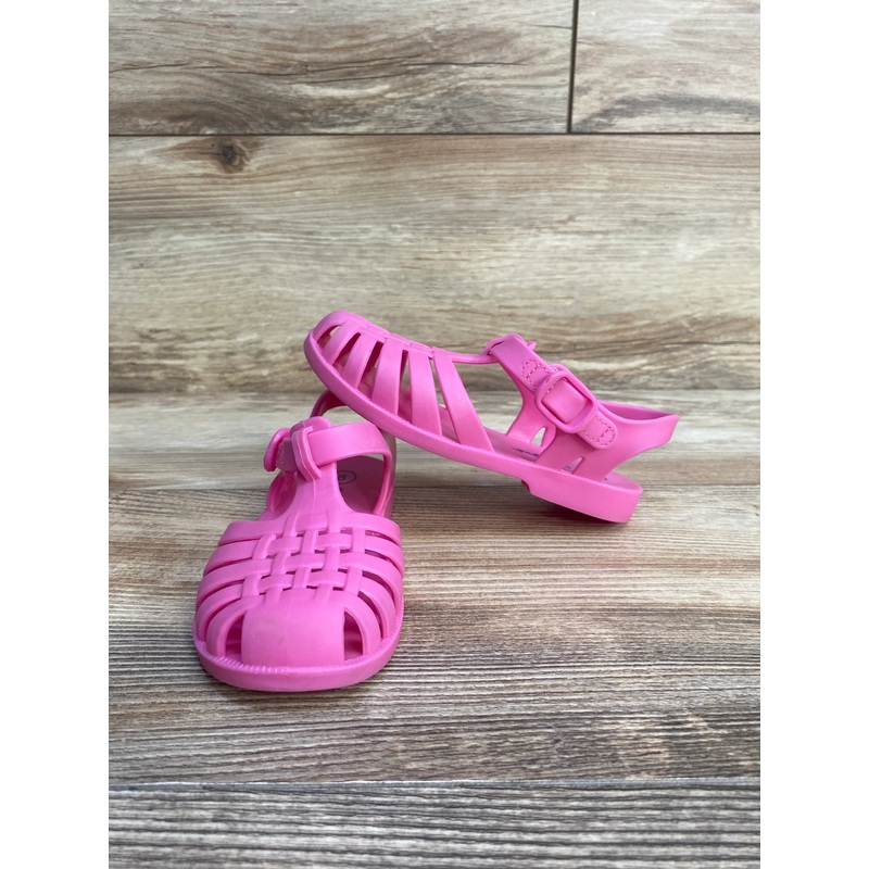 Cat & Jack Fisherman Jelly Sandals Hot Pink sz 8c Multi Used