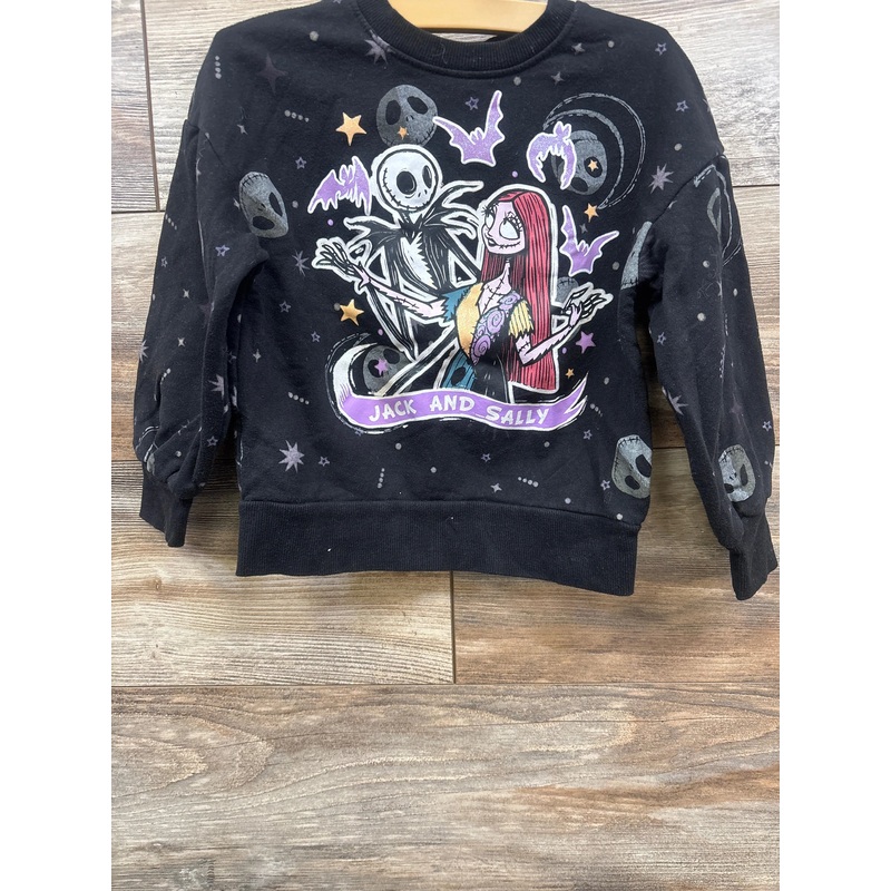 Disney Nightmare Before Christmas Jack & Sally Sweatshirt Black sz 4-5T Black 4T