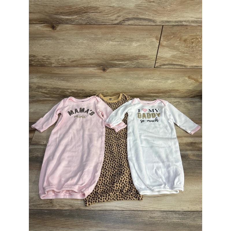 Hudson Baby 3pk Gowns Pink sz 0-6m Multicolor Newborn
