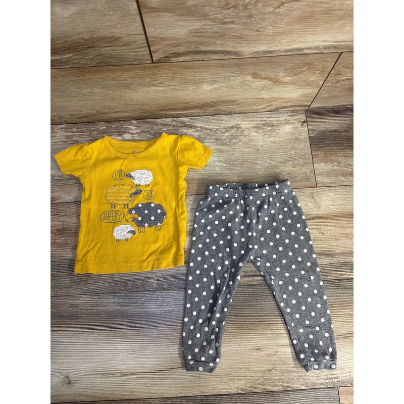 Just One You 2pc Sheep Print Pajama Set Yellow sz 12m Yellow 12m