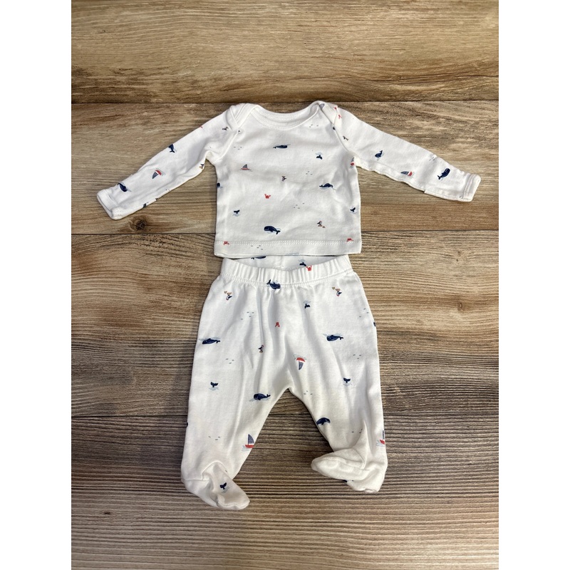 Just One You 2pc Whale Print Shirt & Footed Pants White sz Preemie White Preemie