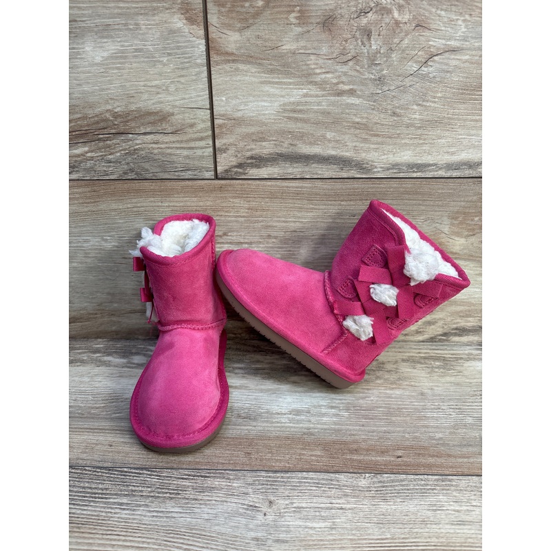 Koolaburra Bow Fur Boots Neon Pink sz 7c