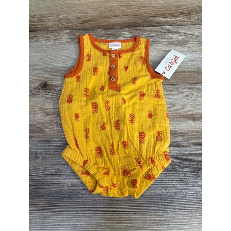 NEW Cat & Jack Henley Pineapple Romper Yellow sz 3-6m Yellow 3m