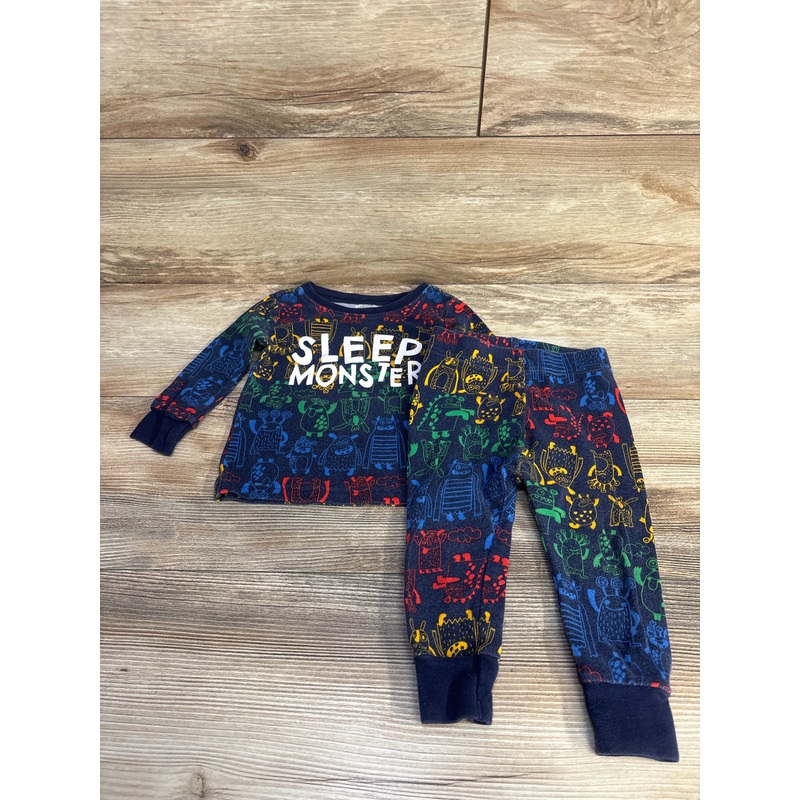 Old Navy 2pc Sleep Monster Pajama Set Grey sz 12-18m Navy 12m