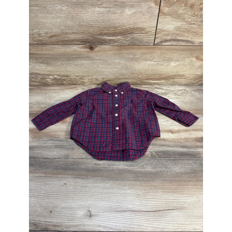 Ralph Lauren Plaid Button Down Shirt Red sz 12m Red 12m