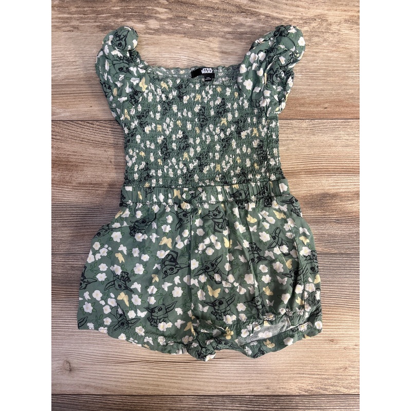Star Wars Smocked Floral Romper Green sz 4T Green 4T