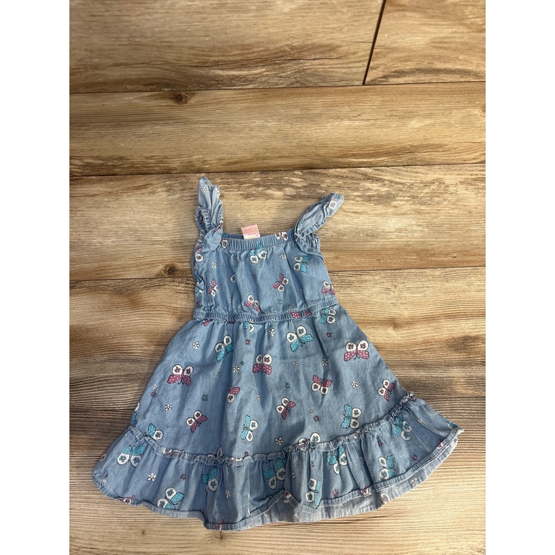 Sweet Stories Butterfly Print Chambray Dress Blue sz 2T Blue 2T