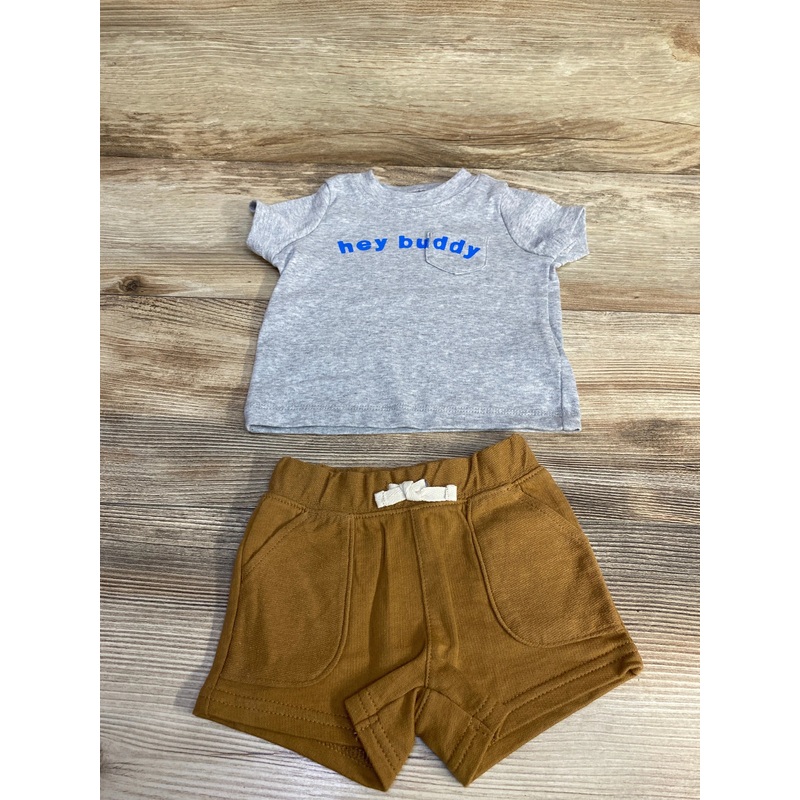 Carter’s 2pc Hey Buddy Shirt & Shorts Grey sz 3m Grey 3m