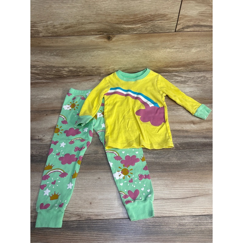 Dolphin & Fish 2pc Rainbow Pajama Set Yellow sz 2T Yellow 2T