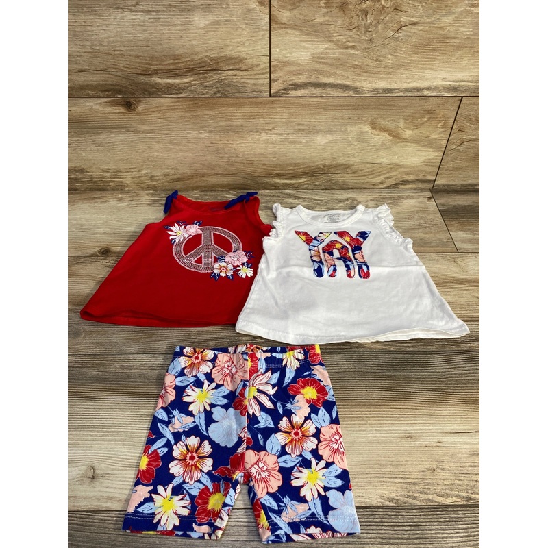 First Impressions 3pc Mix & Match Floral Top & Shorts Set Red sz 12m Red 12m