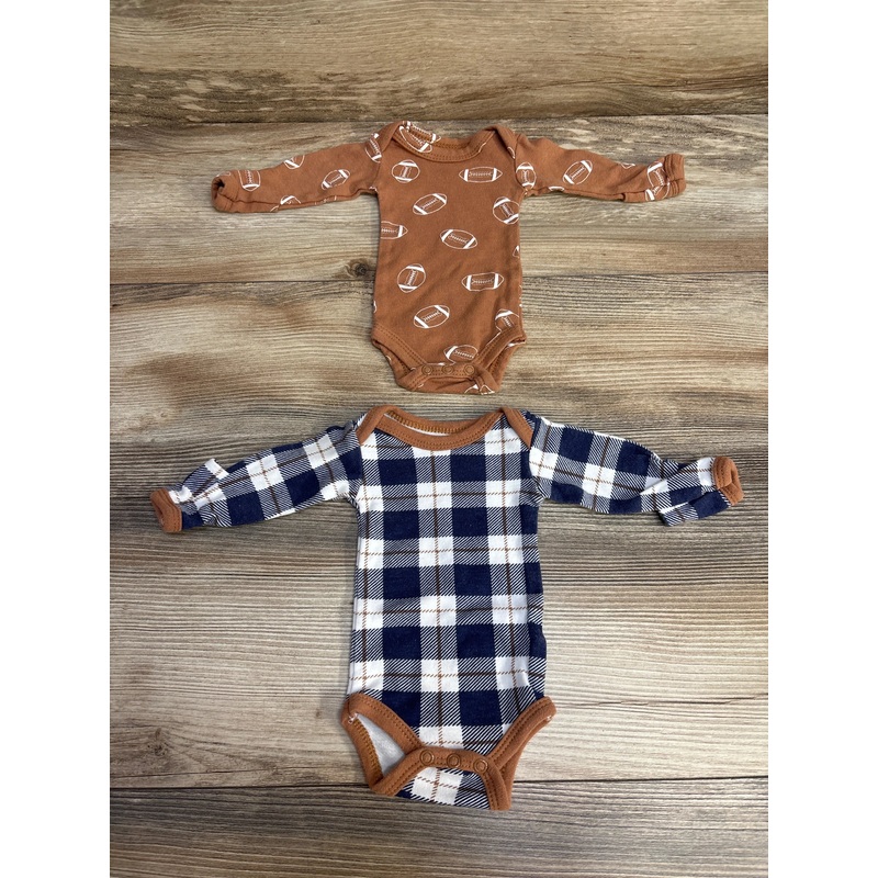 Hudson Baby 2pk Long Sleeve Bodysuits Brown sz Preemie Brown Preemie