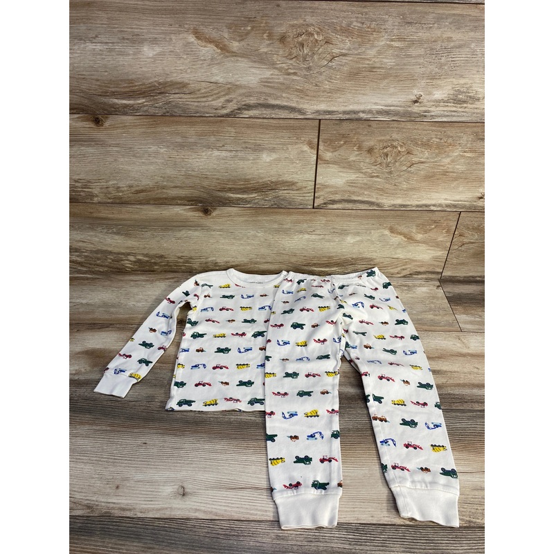 Janie and Jack Construction Trucks Pajama Set in Eggnog sz 5T White 5T