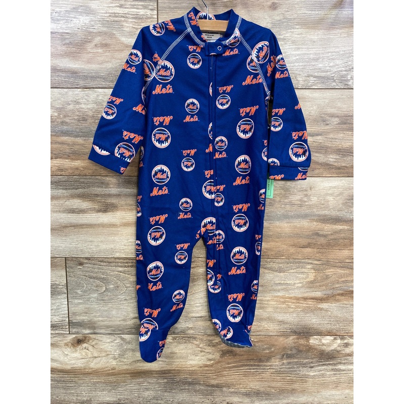 NEW MLB New York Mets Raglan Zip Up Footie Blue sz 18m