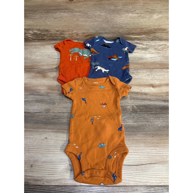 Carter’s 3pk Dinosaur Bodysuits sz Newborn Multicolor Newborn