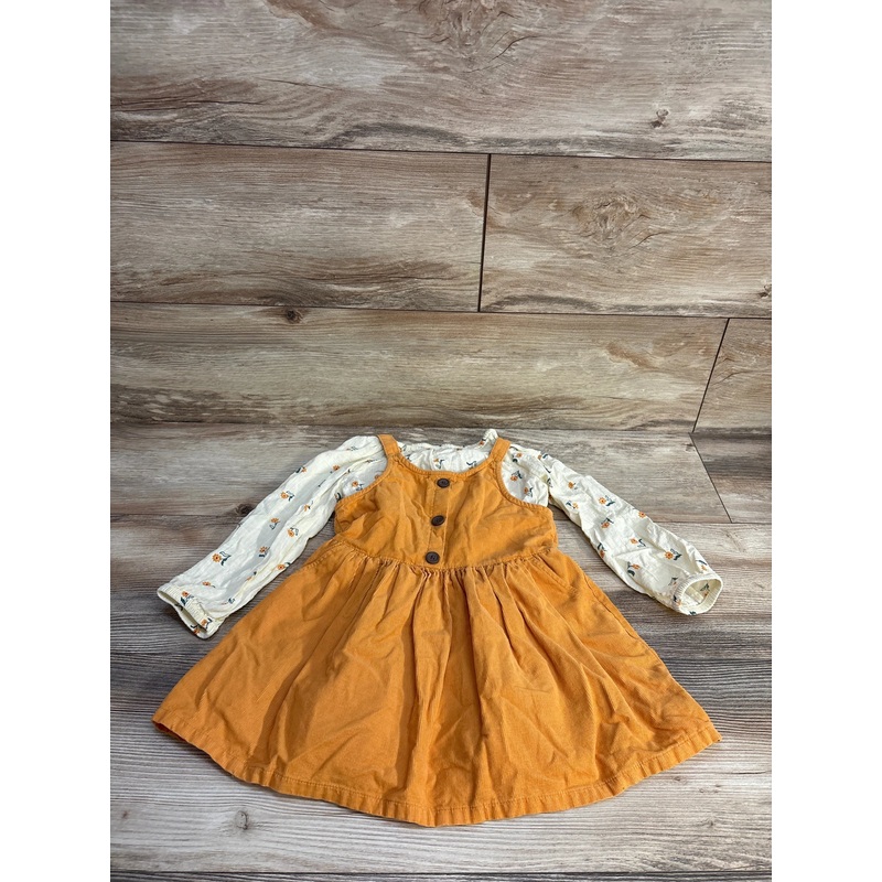 Cat & Jack 2pc Floral Shirt & Corduroy Dress sz 3T Cream 3T