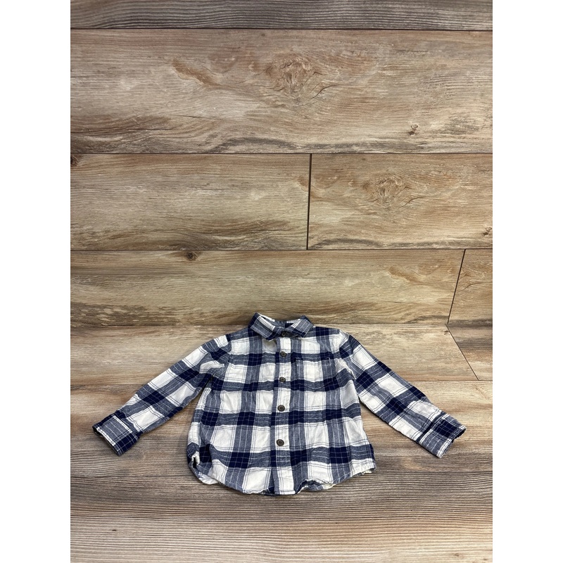 Cat & Jack Plaid Flannel Shirt Navy sz 2T Navy 2T