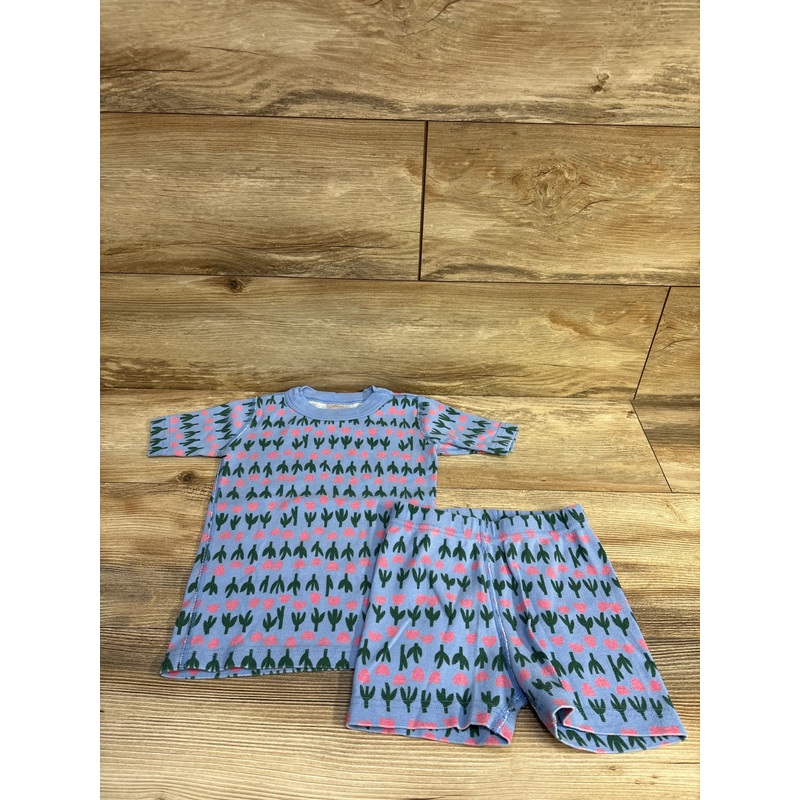 Hanna Andersson 2pc Organic Tulip Print Short John Pajama Set Blue sz 5T Blue 5T