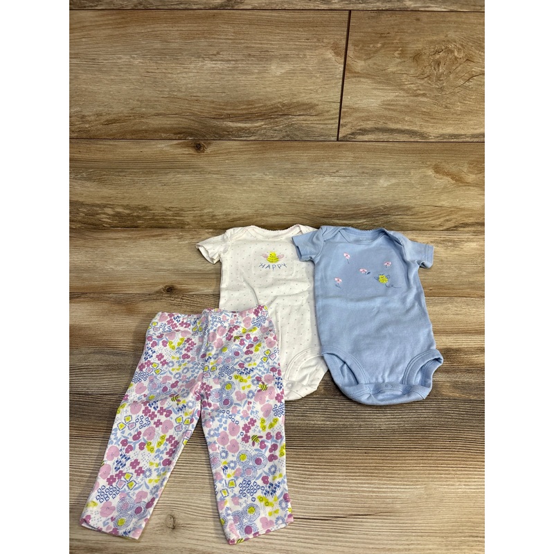 Just One You 3pc Floral Bodysuit & Pants Set Blue/White sz 6m Blue 6m