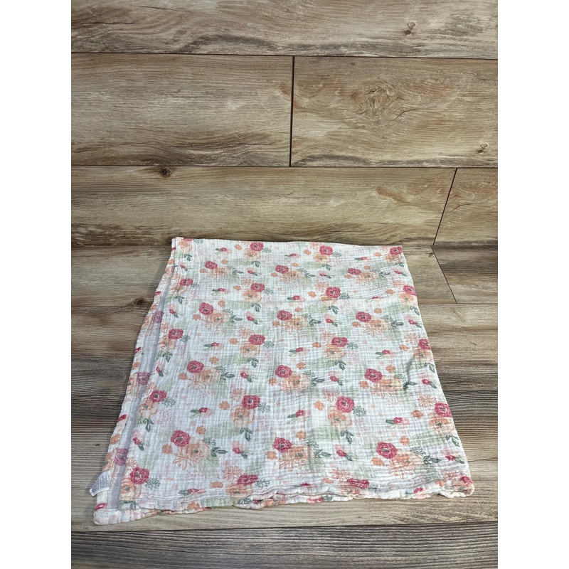 Modern Baby Muslin Swaddle Blanket in Peach Floral