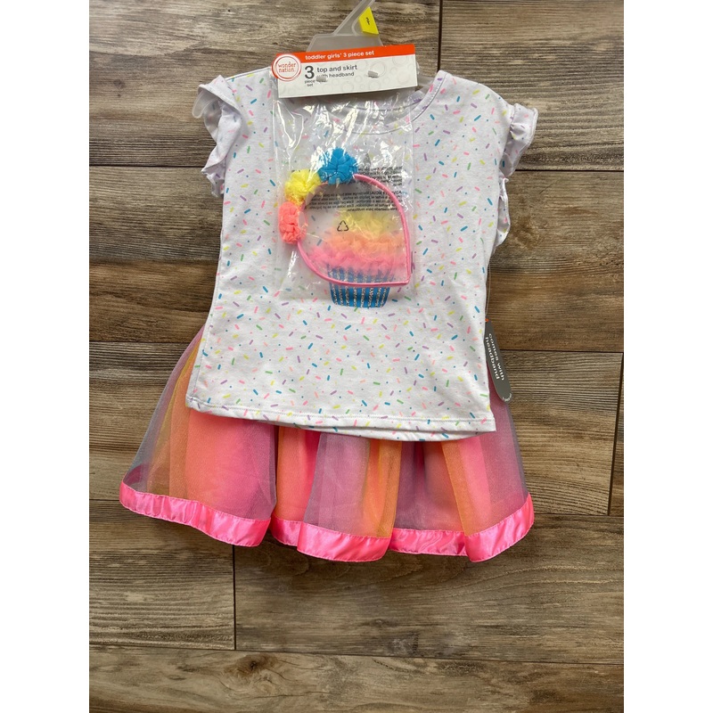 NEW Wonder Nation 3pc Tutu Skirt Set White sz 3T White 3T