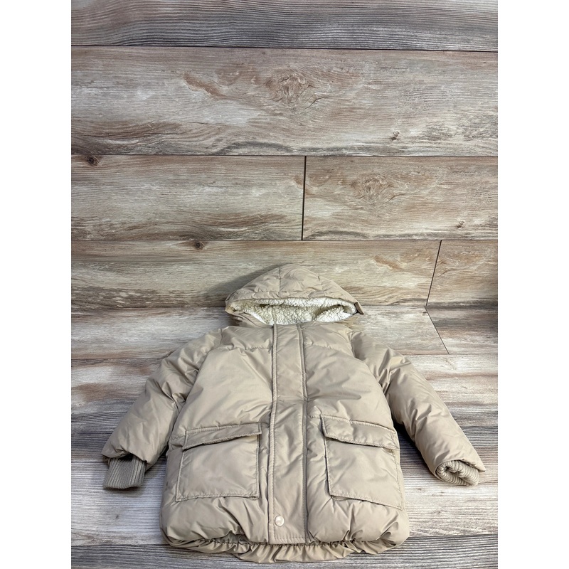 Old Navy Sherpa Lined Hooded Puffer Jacket Tan sz 4T Tan 4T